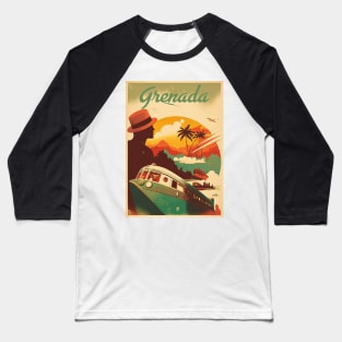 Grenada Vintage Travel Art Poster Baseball T-Shirt